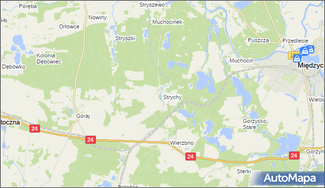 mapa Strychy, Strychy na mapie Targeo