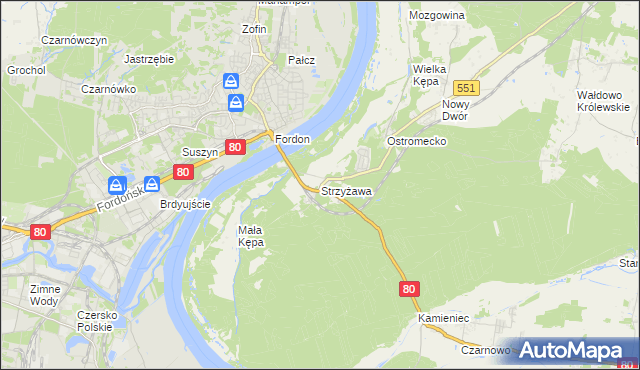 mapa Strzyżawa, Strzyżawa na mapie Targeo