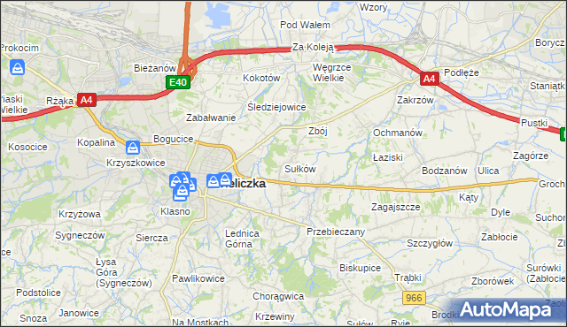 mapa Sułków gmina Wieliczka, Sułków gmina Wieliczka na mapie Targeo