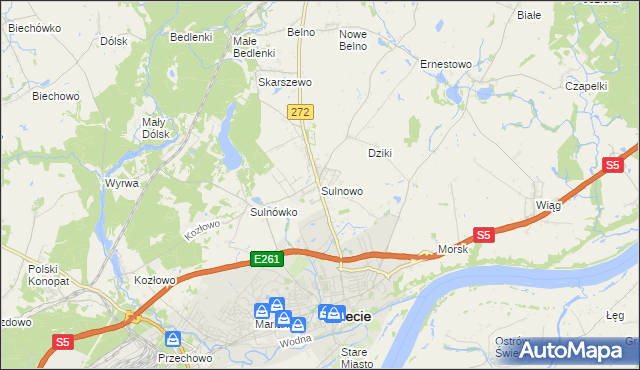 mapa Sulnowo, Sulnowo na mapie Targeo