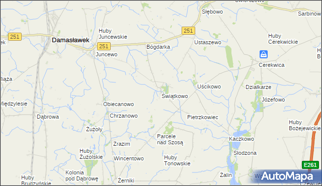 mapa Świątkowo gmina Janowiec Wielkopolski, Świątkowo gmina Janowiec Wielkopolski na mapie Targeo