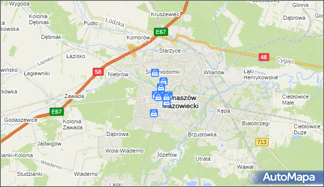 mapa Tomaszów Mazowiecki, Tomaszów Mazowiecki na mapie Targeo