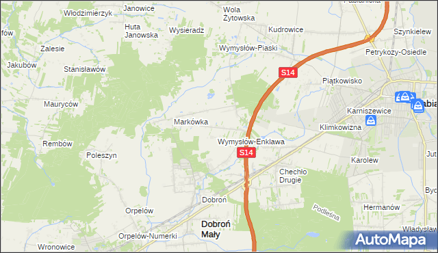 mapa Wincentów gmina Dobroń, Wincentów gmina Dobroń na mapie Targeo