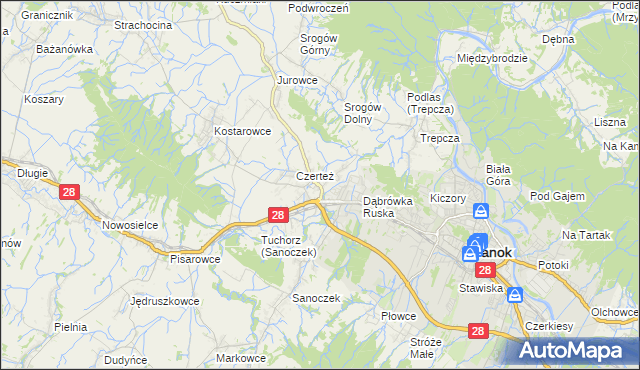 mapa Zabłotce gmina Sanok, Zabłotce gmina Sanok na mapie Targeo