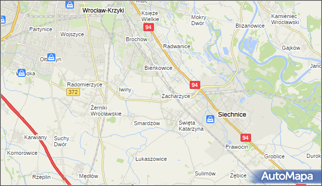 mapa Zacharzyce, Zacharzyce na mapie Targeo