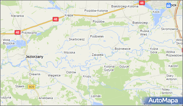 mapa Zakalew, Zakalew na mapie Targeo