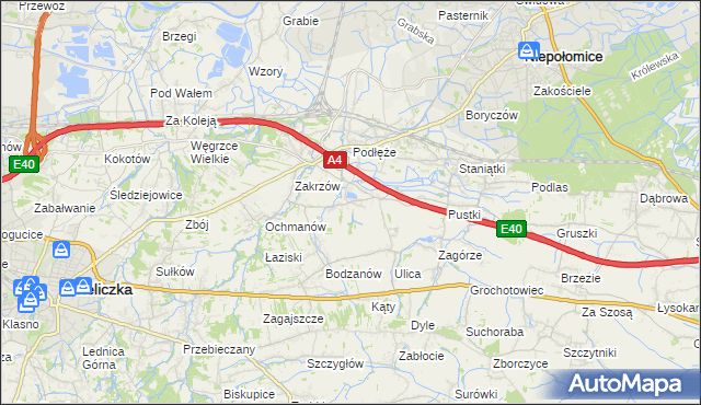 mapa Zakrzowiec, Zakrzowiec na mapie Targeo