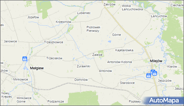 mapa Zalesie gmina Milejów, Zalesie gmina Milejów na mapie Targeo