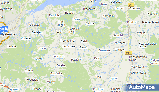 mapa Zasań, Zasań na mapie Targeo