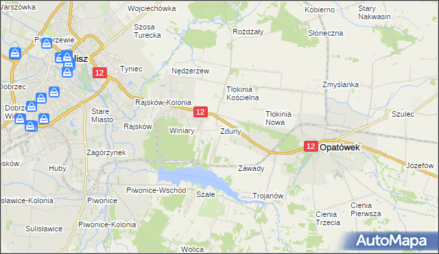 mapa Zduny gmina Opatówek, Zduny gmina Opatówek na mapie Targeo