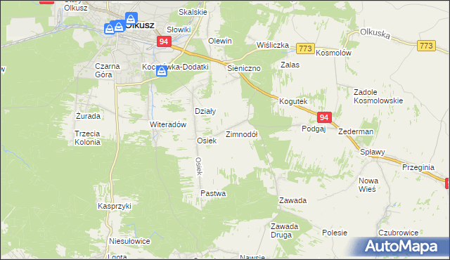 mapa Zimnodół, Zimnodół na mapie Targeo