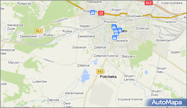 mapa Żółtańce-Kolonia, Żółtańce-Kolonia na mapie Targeo