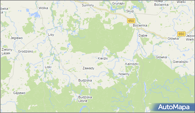 mapa Kierzki gmina Banie Mazurskie, Kierzki gmina Banie Mazurskie na mapie Targeo
