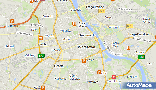 mapa Warszawy, Warszawa na mapie Targeo
