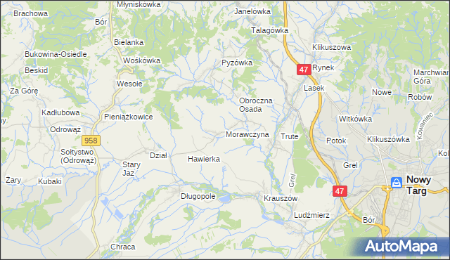 mapa Morawczyna, Morawczyna na mapie Targeo