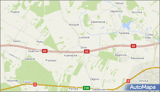 mapa Sitnik gmina Biała Podlaska, Sitnik gmina Biała Podlaska na mapie Targeo