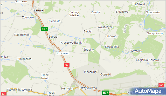 mapa Strubiny gmina Zakroczym, Strubiny gmina Zakroczym na mapie Targeo