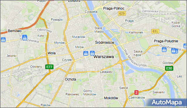 mapa Warszawy, Warszawa na mapie Targeo