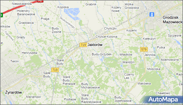 mapa Budy-Grzybek, Budy-Grzybek na mapie Targeo