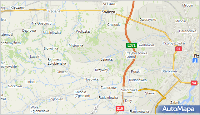 mapa Bzianka gmina Świlcza, Bzianka gmina Świlcza na mapie Targeo