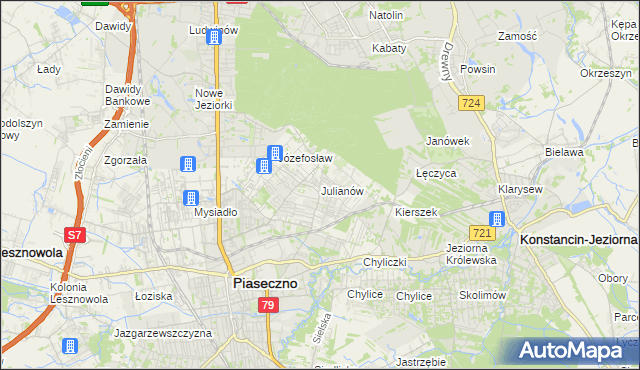 mapa Julianów gmina Piaseczno, Julianów gmina Piaseczno na mapie Targeo