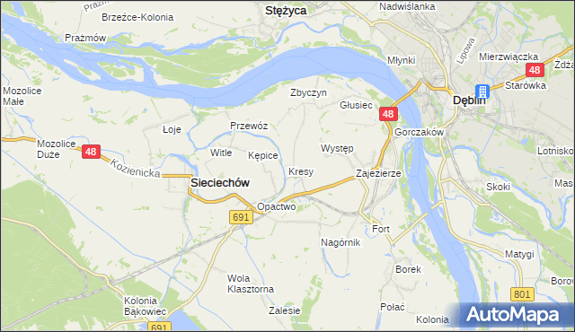 mapa Kresy gmina Sieciechów, Kresy gmina Sieciechów na mapie Targeo