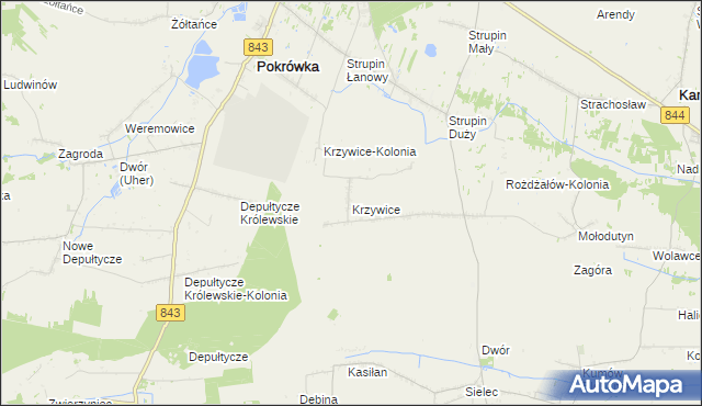 mapa Krzywice gmina Chełm, Krzywice gmina Chełm na mapie Targeo