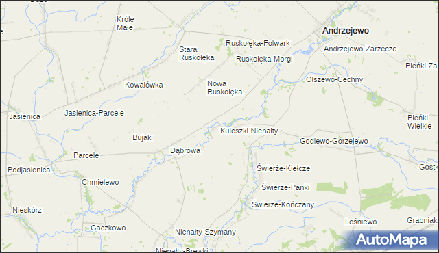 mapa Kuleszki-Nienałty, Kuleszki-Nienałty na mapie Targeo