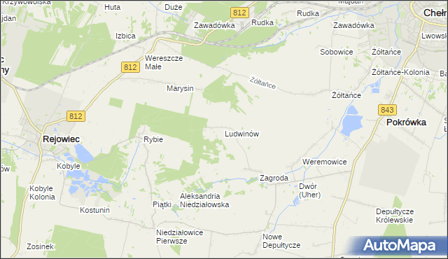 mapa Ludwinów gmina Chełm, Ludwinów gmina Chełm na mapie Targeo