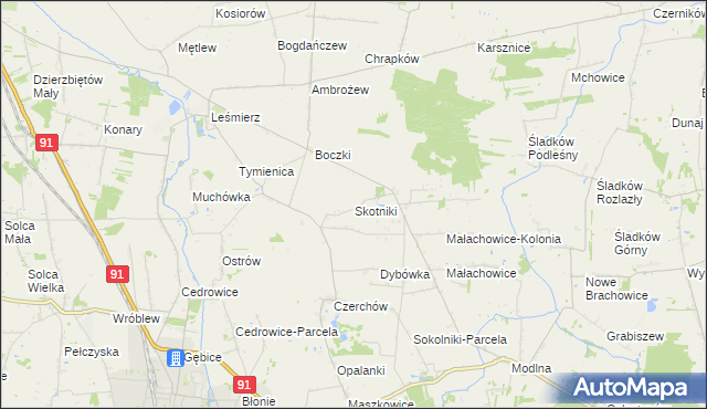 mapa Skotniki gmina Ozorków, Skotniki gmina Ozorków na mapie Targeo