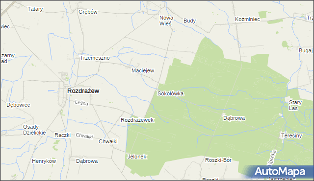 mapa Sokołówka gmina Krotoszyn, Sokołówka gmina Krotoszyn na mapie Targeo