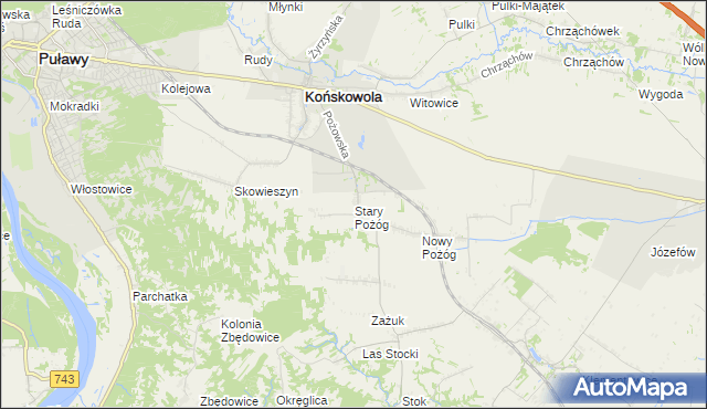 mapa Stary Pożóg, Stary Pożóg na mapie Targeo