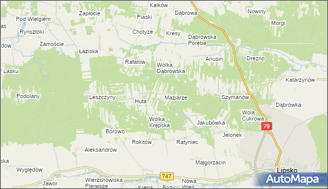 mapa Maziarze, Maziarze na mapie Targeo