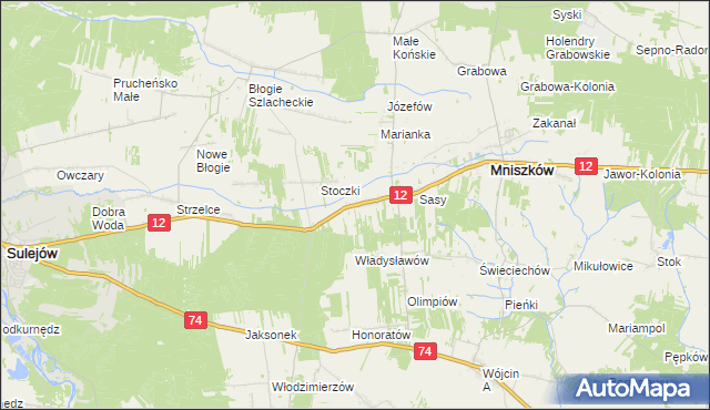 mapa Radonia gmina Mniszków, Radonia gmina Mniszków na mapie Targeo