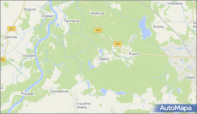 mapa Dębno gmina Wołów, Dębno gmina Wołów na mapie Targeo