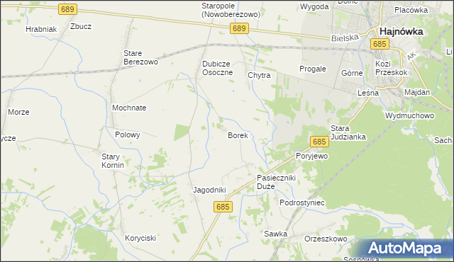 mapa Borek gmina Hajnówka, Borek gmina Hajnówka na mapie Targeo