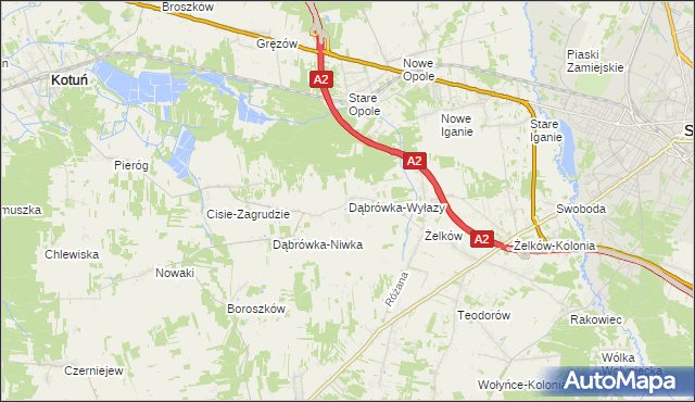 mapa Dąbrówka-Wyłazy, Dąbrówka-Wyłazy na mapie Targeo