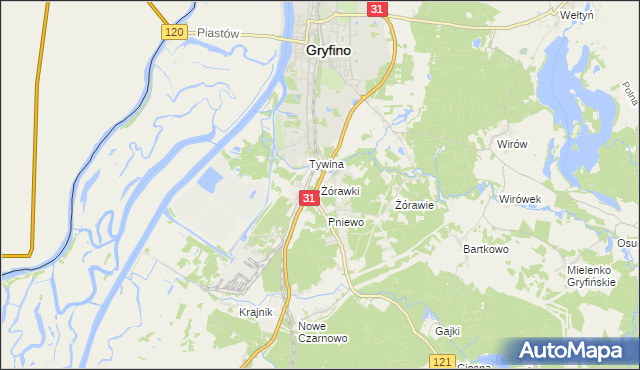 mapa Żórawki, Żórawki na mapie Targeo