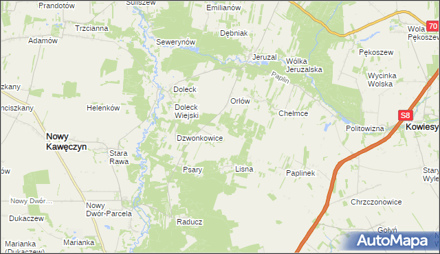 mapa Esterka, Esterka na mapie Targeo