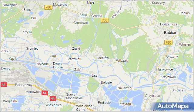 mapa Mętków, Mętków na mapie Targeo