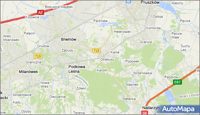 mapa Otrębusy, Otrębusy na mapie Targeo