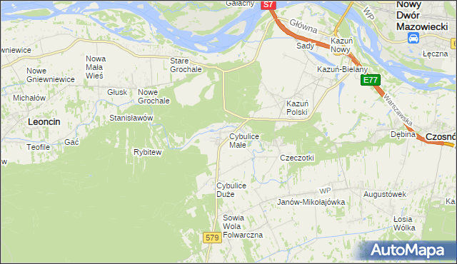 mapa Cybulice Małe, Cybulice Małe na mapie Targeo