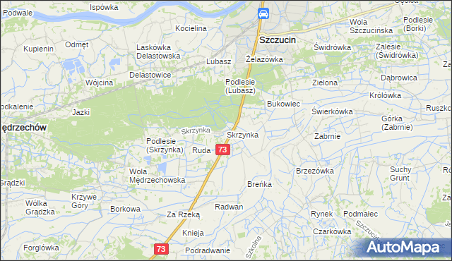 mapa Skrzynka gmina Szczucin, Skrzynka gmina Szczucin na mapie Targeo