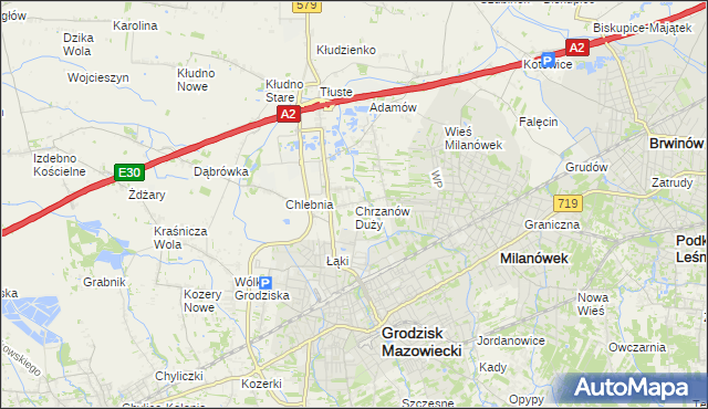 mapa Chrzanów Duży, Chrzanów Duży na mapie Targeo