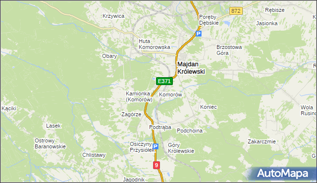 mapa Komorów gmina Majdan Królewski, Komorów gmina Majdan Królewski na mapie Targeo