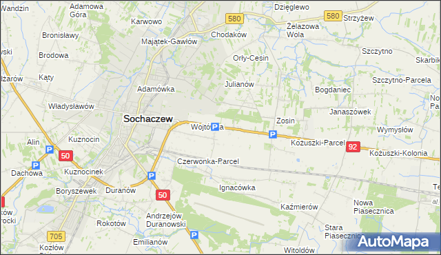 mapa Sochaczew-Wieś, Sochaczew-Wieś na mapie Targeo