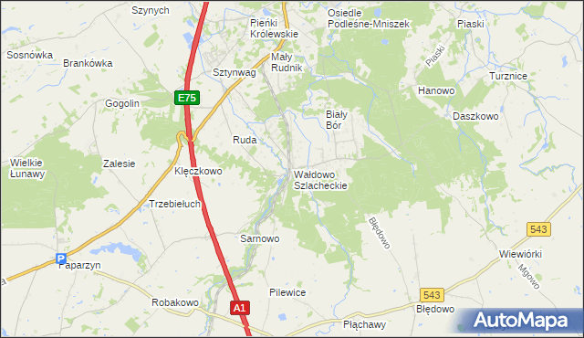 mapa Wałdowo Szlacheckie, Wałdowo Szlacheckie na mapie Targeo