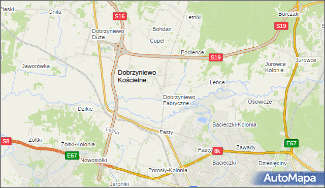 mapa Dobrzyniewo Fabryczne, Dobrzyniewo Fabryczne na mapie Targeo