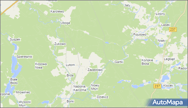 mapa Lutom Leśniczówka, Lutom Leśniczówka na mapie Targeo