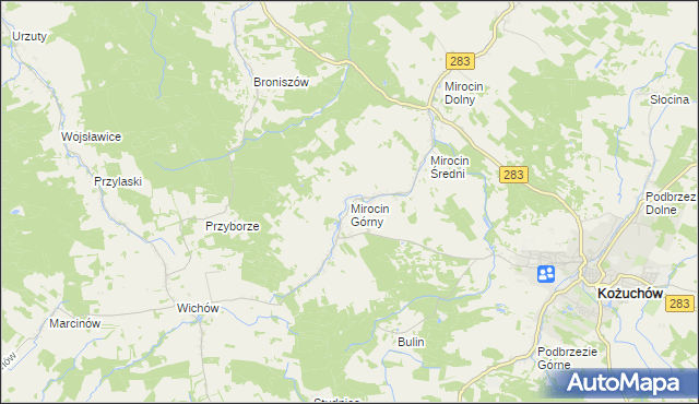 mapa Mirocin Górny, Mirocin Górny na mapie Targeo